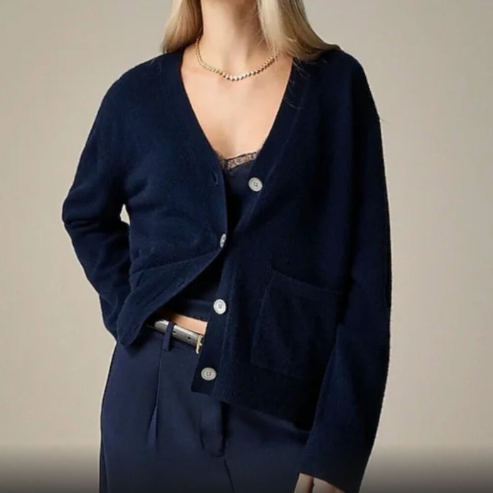 Black J. Crew Italian Cashmere Cardigan with Pocket XS - Excellent Condition